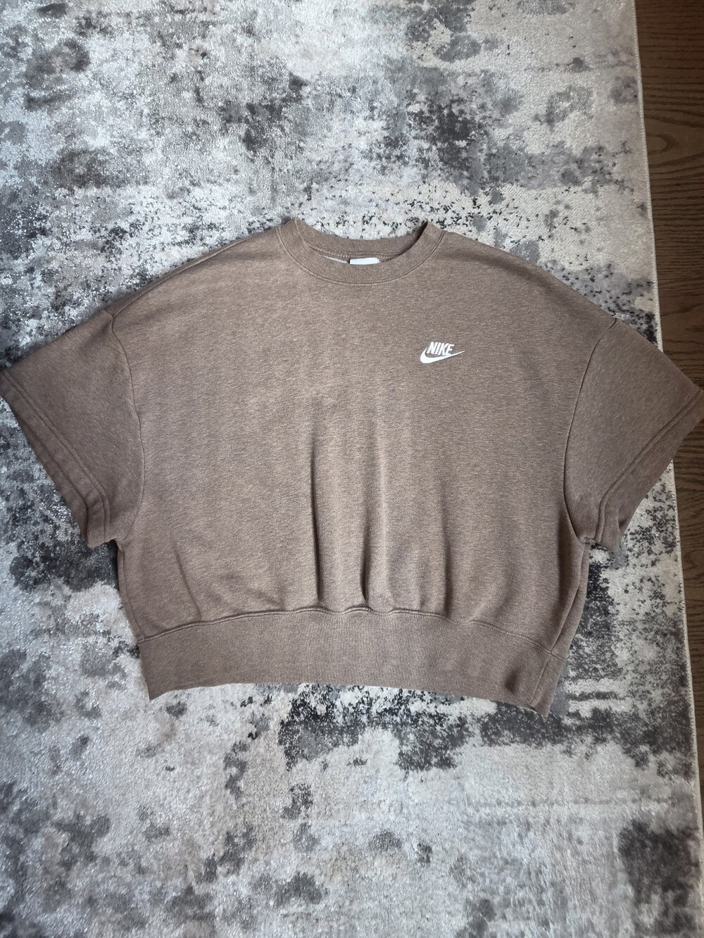 Nike Cropped Crewneck Sweatshirt in Heathered Brown